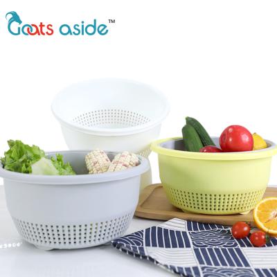 China Viable Factory Selling Fruit and Vegetable PP Material Washing Basket Colander Bowl Multifunctional Plastic Colander Sieve Drainer Colander for sale