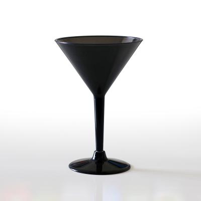 China 250ML 8OZ V-Shaped Western Cocktail Drinks Glass Plastic Black Cup Wine Martini Tumbler Wholesale Wine Glass for sale