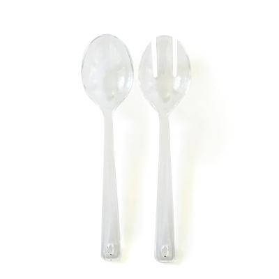 China Free Sample Transitional Wholesale Clear Salad Fork And Spoon Picnic Reusable Mixing Salad Bowl Use Plastic Spoon And Fork Set for sale