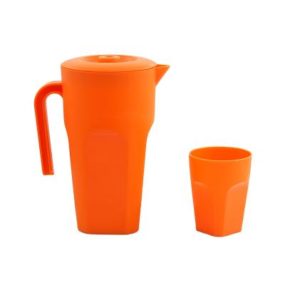 China Solid Color Promotional Material Water Food Grade PP Pitcher Set Plastic Water Jug With Handle Reusable Kettle Sets With Cups for sale