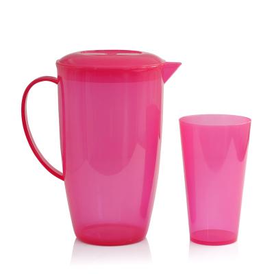 China A sustainable eco-friendly recyclable cheap plastic jar and four 2500ML cups juice pitcher five-piece plastic drinking jug with lid for sale