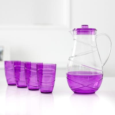 China China Sustainable Supplier Wholesale Eco-friendly Kettle Set Plastic Household Items 2.4L Juice Water Jug Set Part Home Plastic Jug Set for sale