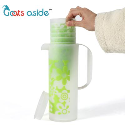 China Viable Promotional 1.5L Large Juice Cold Water Jug Water Jugs Plastic Teapot Jug With Plastic Lid With Four Cups for sale