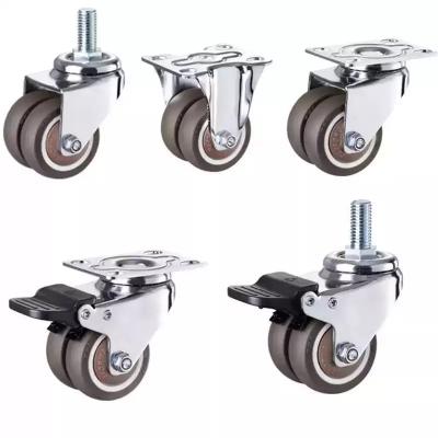 China Modern Wholesale Heavy Duty 2 Inch Swivel Caster With Double Rubber Wheel For Furniture Application for sale