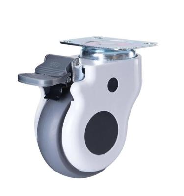 China PIVOT medical swivel caster wheel for medical carts, medical swivel plate caster with brake, polyurethane wheel diameter 3