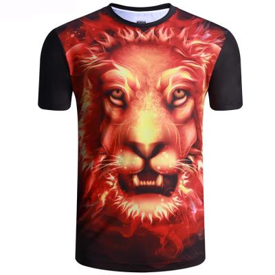 China Round neck sublimation printing tiger polyester short sleeve T-shirt for sale