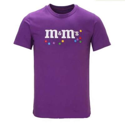 China Round neck logo printed Purple color short sleeve cotton T-shirt, customized design, promotional gifts for sale