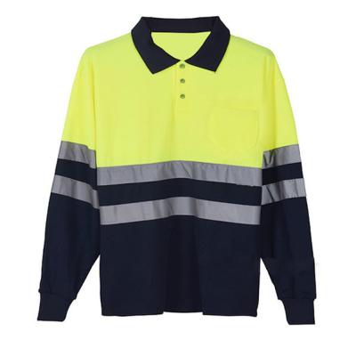 China Long sleeve Reflective Safety Hi Vis Polo Shirt OEM breathable quick dry work wear unisex heat sublimation printed for sale