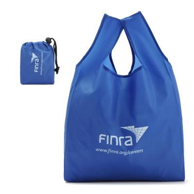 China Reusable supermarket Grocery carrying bag 190T polyester Recycled Nylon bag Eco-friendly promotional branding products for sale