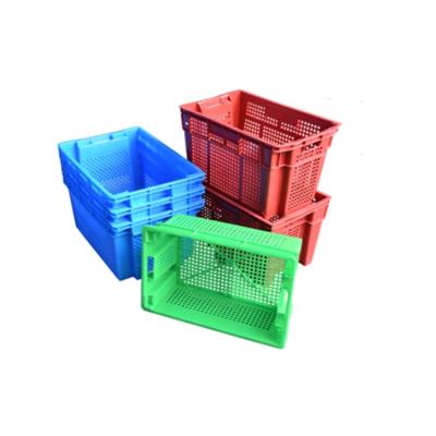 China Recyclable Supermarket Use Plastic Crate Storage Stackable Vented Plastic Basket For Fruit for sale