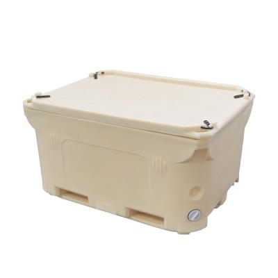 China LLDPE+PU 1000 Liters Rotomolded Plastic Insulated Fish Tubs Live Fish Transportation Container Large Bins Storage Box for sale