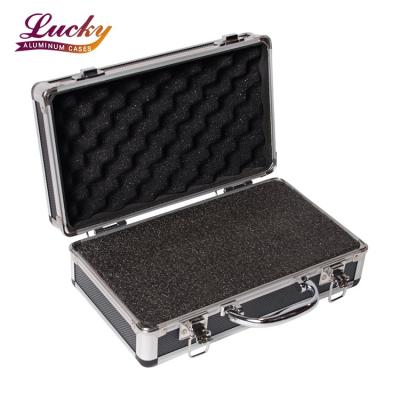 China Lucky Small Multi-Purpose Empty Waterproof Shockproof ABS Microphone Dustproof Case with Foam Insert Carry Portable Aluminum Hard Case for sale