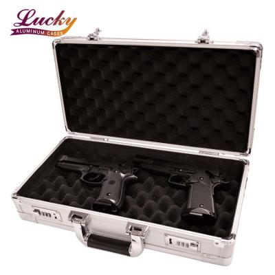 China Factory direct sale professional silver waterproof shockproof dustproof gun case portable aluminum case with double locks for sale