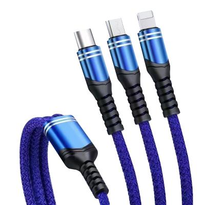 China Universal Multi Function Mobile Phone Car Mobile Phone Charger Tie Down 3 in 1 USB Fast Charging Cable for sale