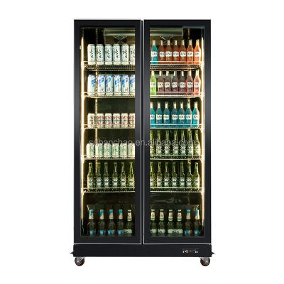 China Drinks Cooler Wine Beverage Upright Cool Showcase Chiller Beer Glass Door Refrigerator Display Fridge for sale