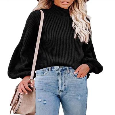 China Anti-wrinkle KCYA 2022 new crochet sweater top lantern sleeve neck knit wear color woman sweater for sale