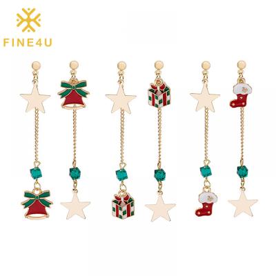 China Trendy New Trendy Asymmetrical Women's Fashion Bangs Bell Star Christmas Jewelry Tassel Dangle Earrings for sale