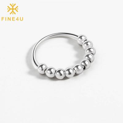 China Hot Selling FASHIONABLE Women's Fashion Jewelry Spinning Stress Anti Worry Spinner Free Spinner Beaded Ring for sale