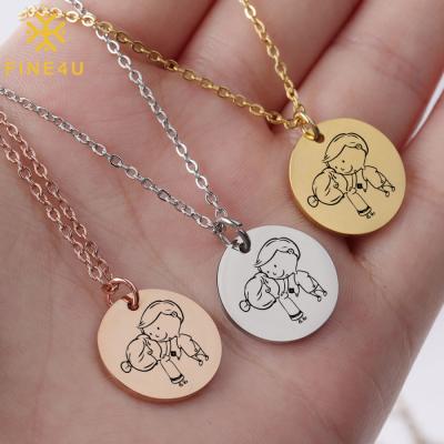 China New FASHIONABLE Diy Pendant Disc Couple Stainless Steel Gold Plated Personalized Custom Cartoon Necklace for sale