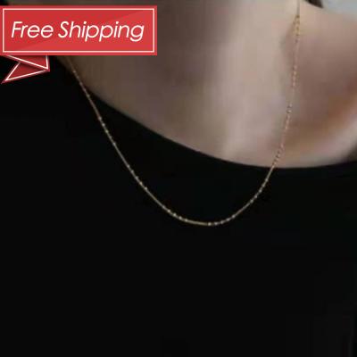 China Fashion Jewelry Minimalist 18k Stainless Steel pvd 18k gold plated pearl chain necklace free shipping women for sale