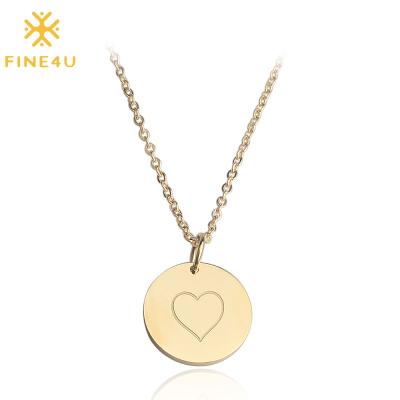 China Fine4U romantic F4U-N145 drop shipping current gold plated stainless steel heart shaped pendant necklace for sale