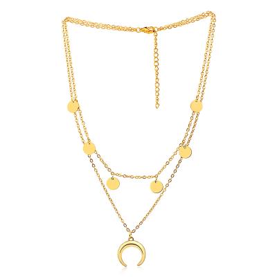 China BOHEMIA Fine4U F4U-N339 Women Shape Stainless Steel Brazilian Gold Plated Moon Coin Necklace Jewelry Set for sale