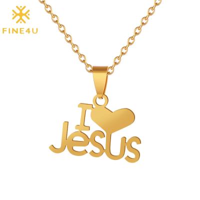 China Wholesale Religious Non Fade Stainless Steel Christian Jesus Heart Necklace Religious Jewelry I Love You for sale