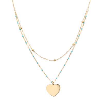 China FASHIONABLE Wholesale Women Girl Gift Concise Stainless Steel Jewelry Gold Plated Heart Pendant Necklace for sale