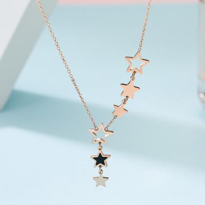 China New Trendy Summer Stainless Steel Girls Fashion Wedding Rose Gold Plated Star Pentagon Necklace-Ladies Star Jewelry for sale