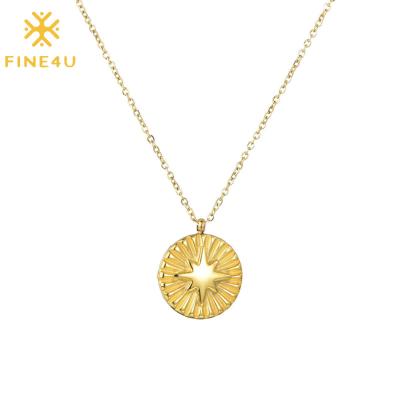 China FASHIONABLE wholesale gold plated star shaped stainless steel acero compass pendant necklace for sale