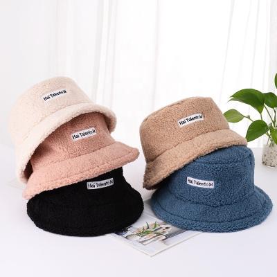 China Fashion Sale Plush Furry Hip Hop Cap Custom Logo Design Female Fuzzy Bucket Hat Winter Fur Bucket Hat for sale