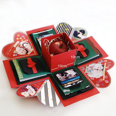 China DIY Recyclable Creative Handmade Black Valentine's Day Photo Album Explosion Box Explosion Wedding for sale