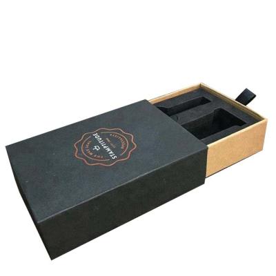 China Free Materials Design Recycled Logo Lid And Base Electronic Custom Black Packaging Paper Box With Insert for sale