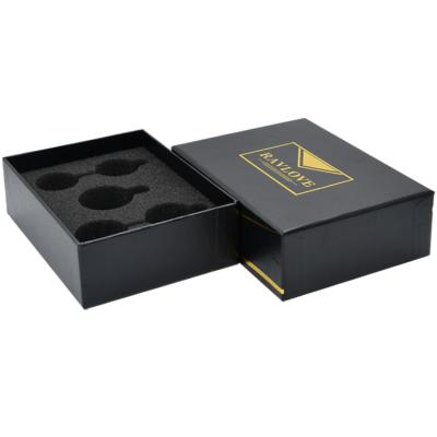 China Recycled Materials Rigid Installed Lid Off Gift Box For Beauty Blender Packaging With Gold Hot Foil Stamping Logo And Foam Backing for sale