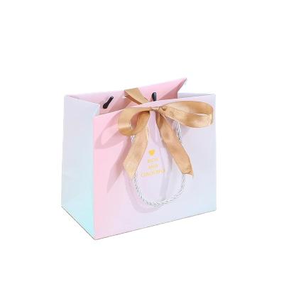 China China Recyclable Wholesale Custom Paper Bag White Paper Bag Thank You Paper Bag With Ribbon Bowknot for sale