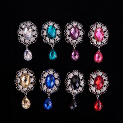 China Hot Popular Women Jewelry Drop Water Rhinestone Jewelry Design Alloy Brooch High Quality Brooch Pins for sale