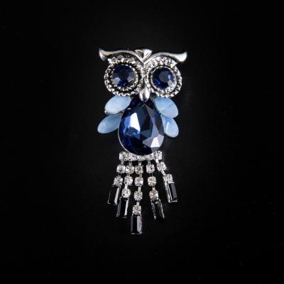 China Popular Retro Owl Brooch Women's Alloy Rhinestone Multicolor Animal Brooch Pin Gift for sale