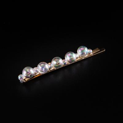 China Hot-selling fashion jewelry simple design iron and crystal stone top clip word hairpins sweet hairpin for sale