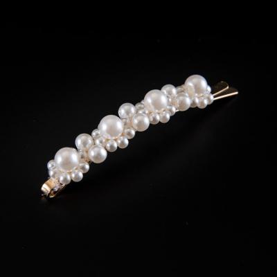 China European and American style faux pearl white hairpin soft pearl hair side clip wholesale for sale