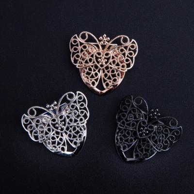 China New Popular Design Butterfly Shaped Alloy Plated Silk Scarf Brooches Buckle For Decoration for sale