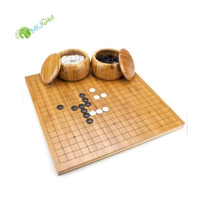 China YumuQ Bamboo Solid Reversible Bamboo Wooden Go Play Set With Bamboo Go Game Board for sale