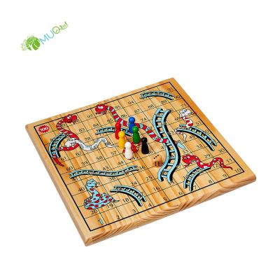 China YumuQ Wooden Classic Hand Crafted Snakes and Ladders Board Games Solid Wood Set for sale