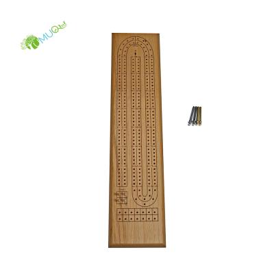 China YumuQ Wooden Natural Oak Travel Cribbage Board Game Set, Include Cribbage Board and Metal Cribbage Pegs for sale