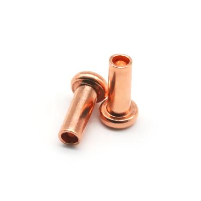 China Automotive industry hot-selling copper rivets custom size flat head semi-tubular red copper rivets for sale