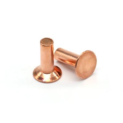 China Industry Customized Professional Good Price Of Red Copper Countersunk Solid Copper Rivets Head Rivets for sale