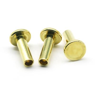 China Industry factory supplier brand new good quality custom copper rivets brass flat head semi tubular rivets for sale