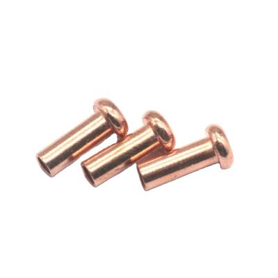 China Industry Grade Material Custom Copper Rivets Red Copper Semi Tubular Rivets for sale