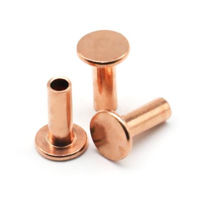 China 2021 Industry Custom Red Copper Flat Head Semi Tubular Rivets for sale