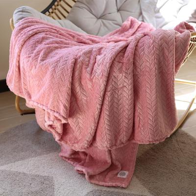 China Boat Spring Colors Anti-Static Ready Wire Jacquard Plush Blanket Soft Warm Comfortable Flannel Plush Blanket Customized Colors for sale