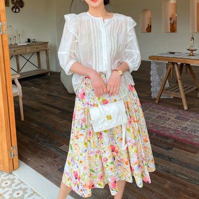 China Fashion Breathable Wholesale High Quality New Style Saucy Floral Printed Women Dresses Midi Skirts Western Casual Patterned Custom for sale